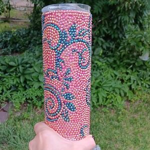 Pink and Blue Rhinestone Stainless Steal Tumbler